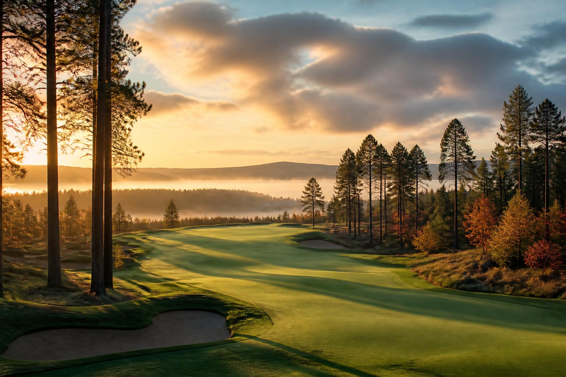 Fairway i gryningsljus på Falun-Borlänge Golfklubb